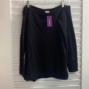 Black off shoulder double knit top